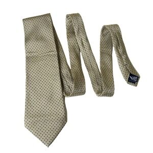 Nautica Woven Silk Mens neckTie Wide Geometric Tan Blue